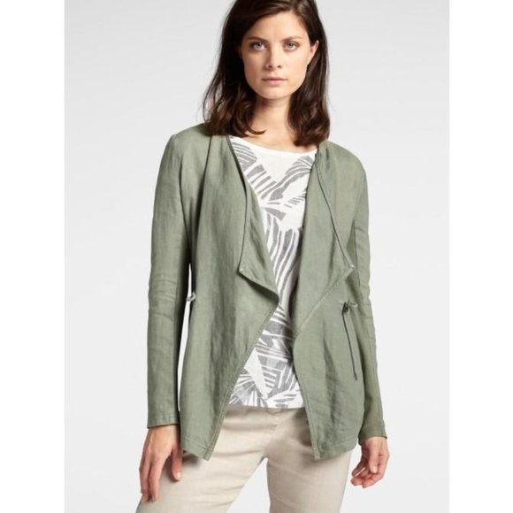 ANTHRO SANDWICH 100% Linen Grey Open Front Jacket - Picture 1 of 8